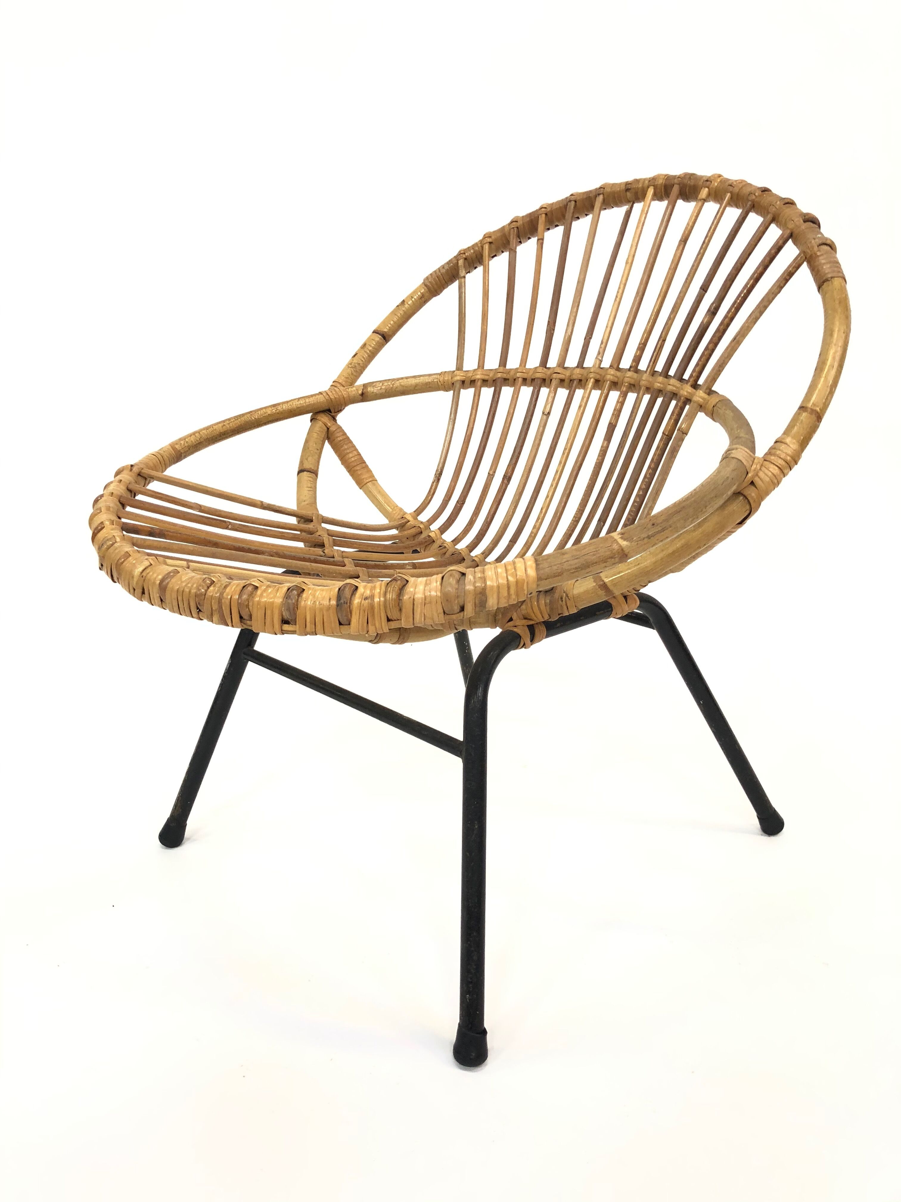 Fauteuil vintage en rotin par Dirk van Sliedregt Rohe Noordwolde 1960 aux Pays-Bas