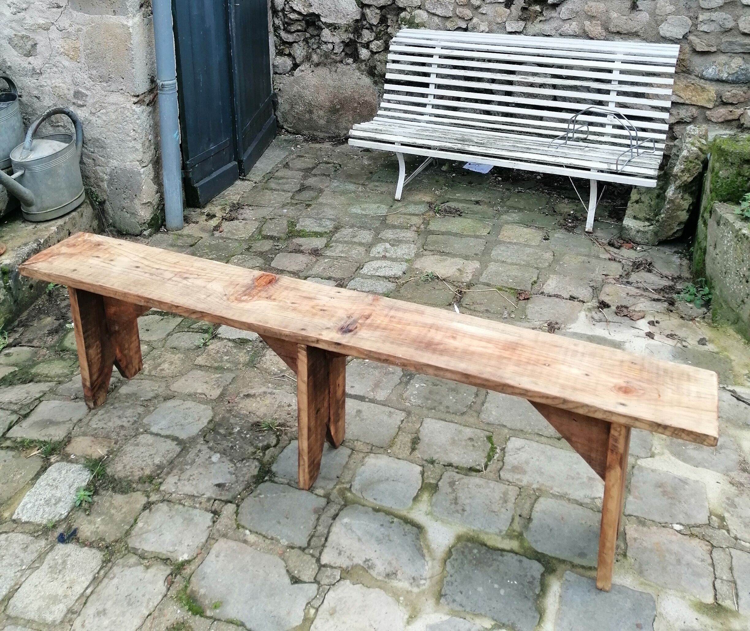 Long wooden farm bench 185cm