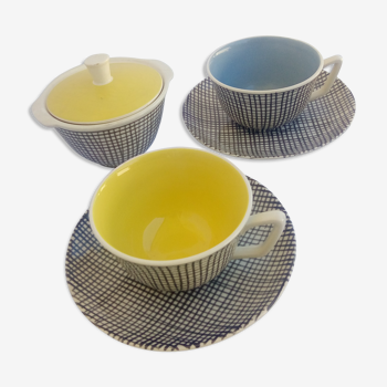 Duo de tasses 50's et sucrier Villeroy&Boch