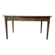 Bureau plat de style Louis XVI en merisier et cuir noir