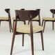 Set of 6 Modern Dining Chairs, Beech Wood Bouclè Green Upholstery