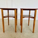 Tables de chevet vintage danoises en teck et chêne du milieu du siècle par Næstved Møbelfabrik