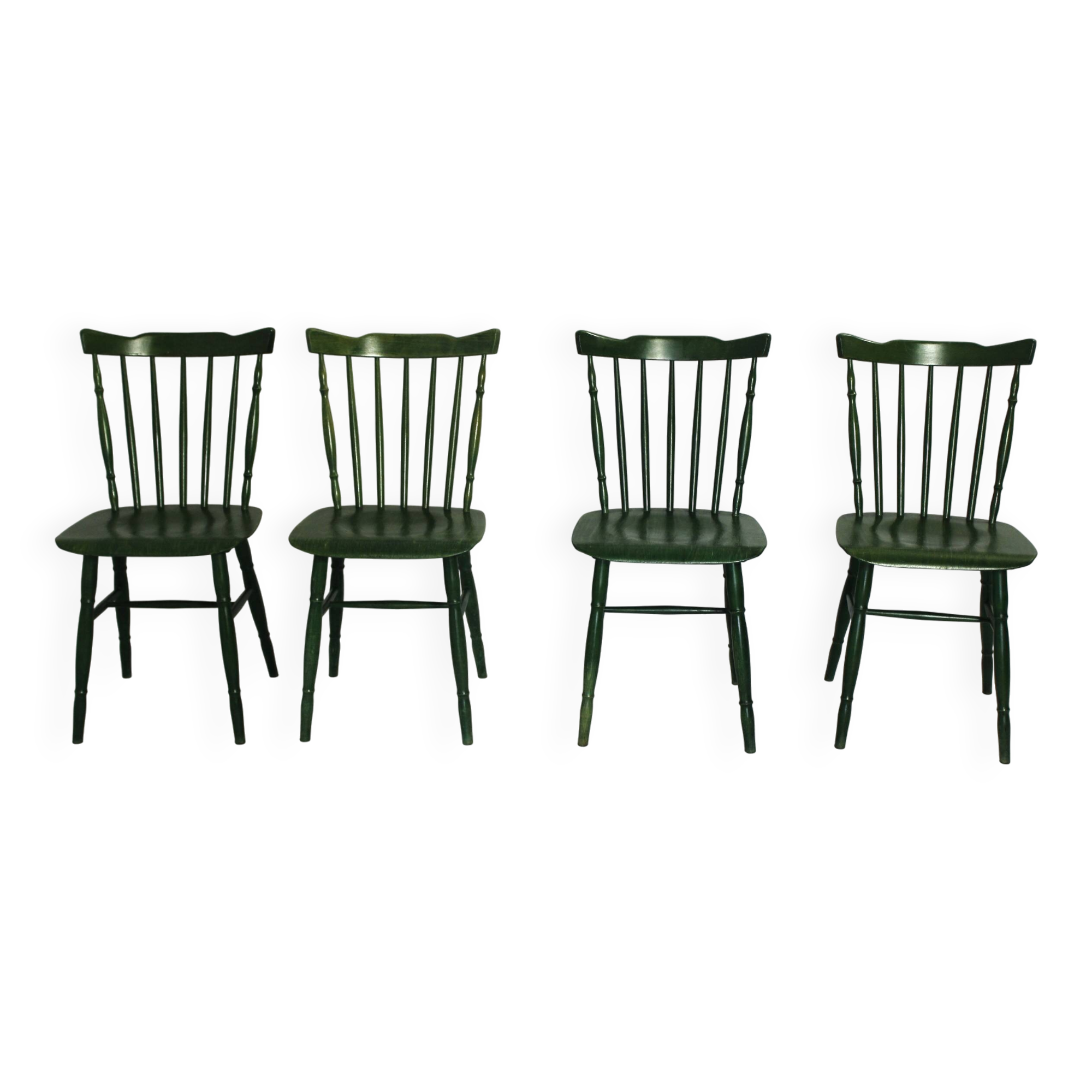 Chaises Green Ton des années 1980, lot de 4