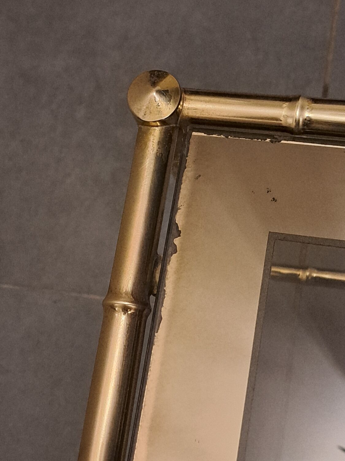 Nesting bamboo tables with gold-plated brass trim