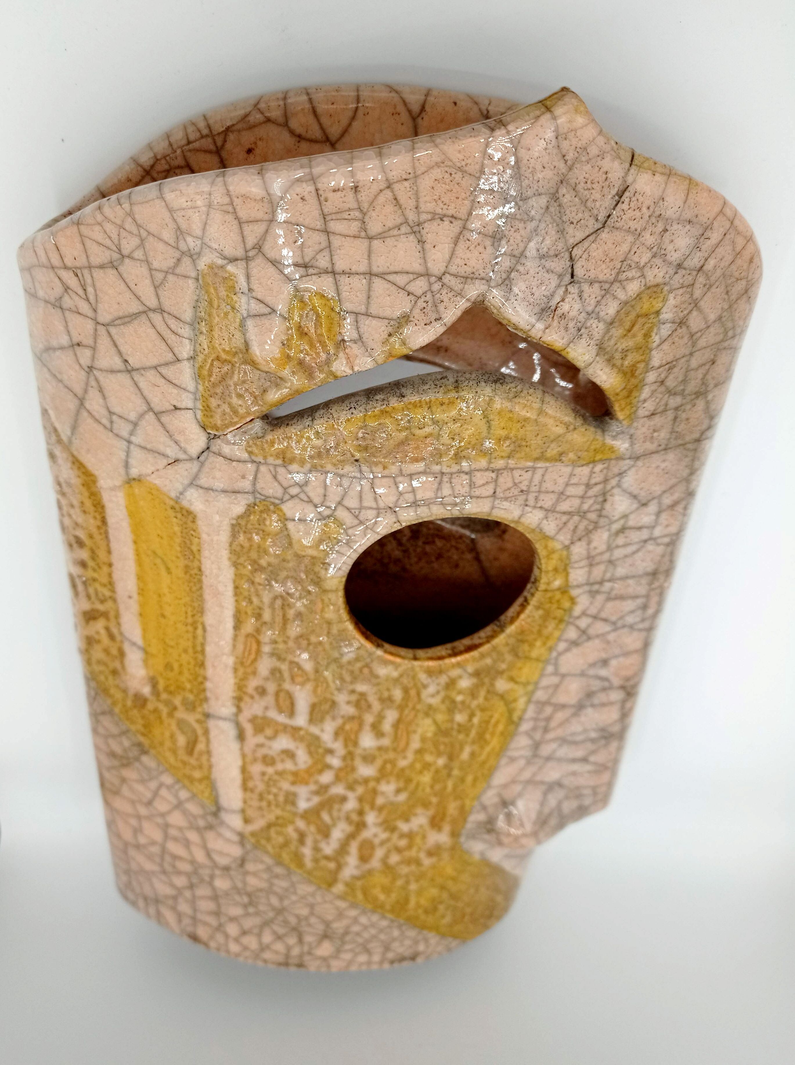 Vase visage en grès Raku