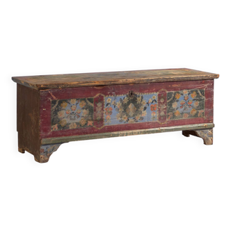 Ancien coffre long à motifs floraux (c.1870) #40