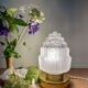 Vintage globe table lamp in half frosted, half transparent glass