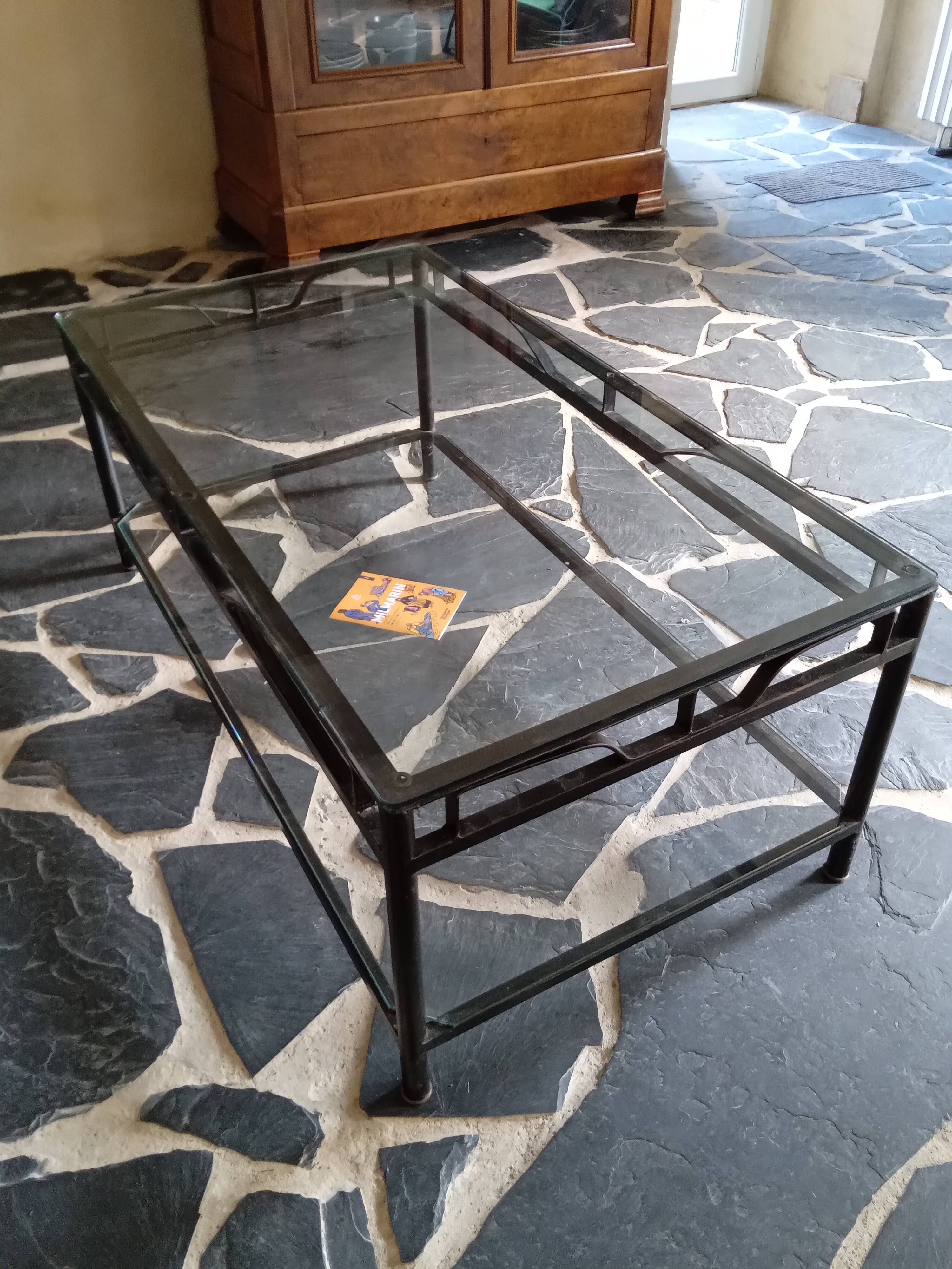 Table basse verre et fer