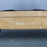 Buffet italien organique des années 1950 avec plateau en verre et 4 tiroirs