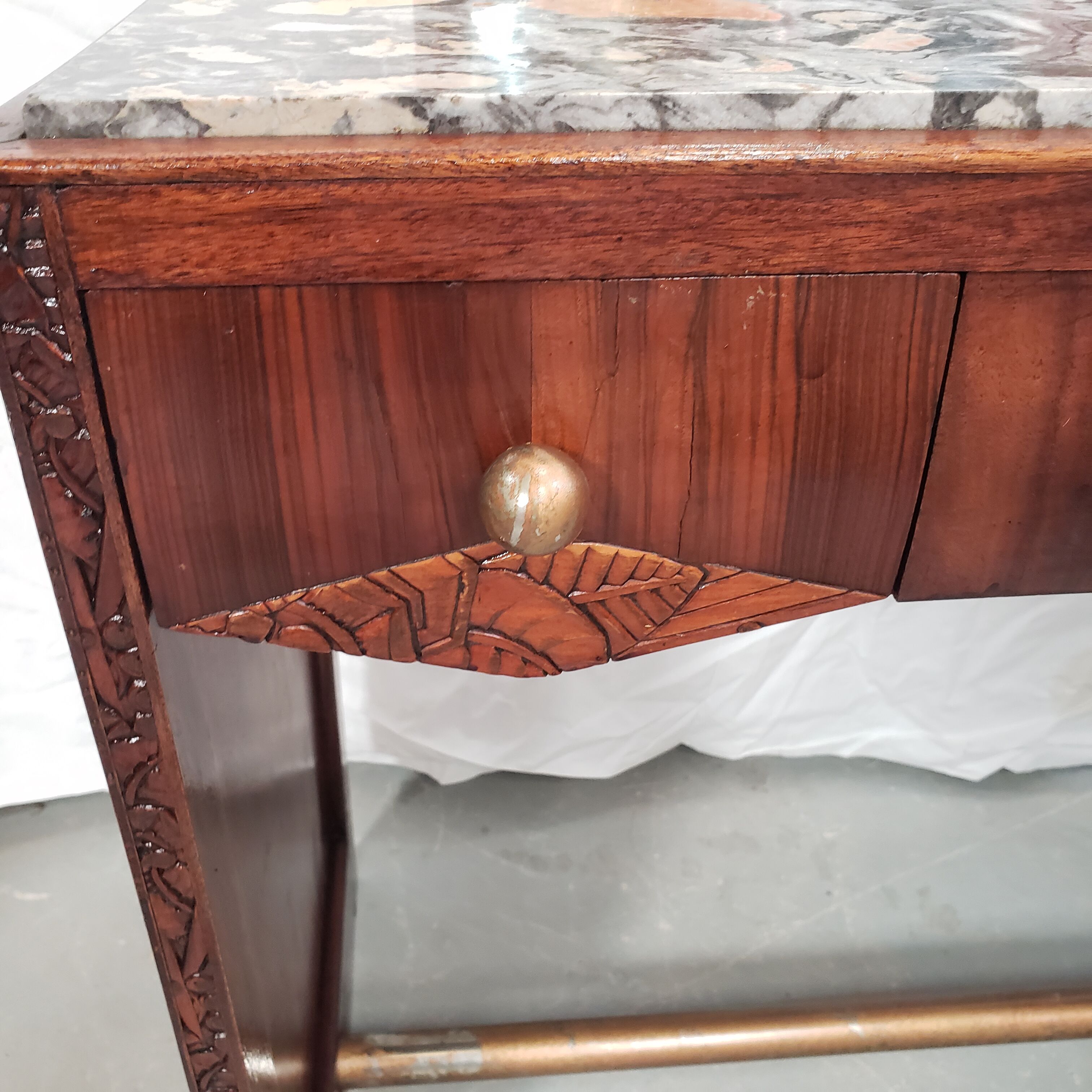 Dressing table art deco in mahogany mirror triptych