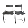 Deux chaises en acier et métal perforé noir design années 80