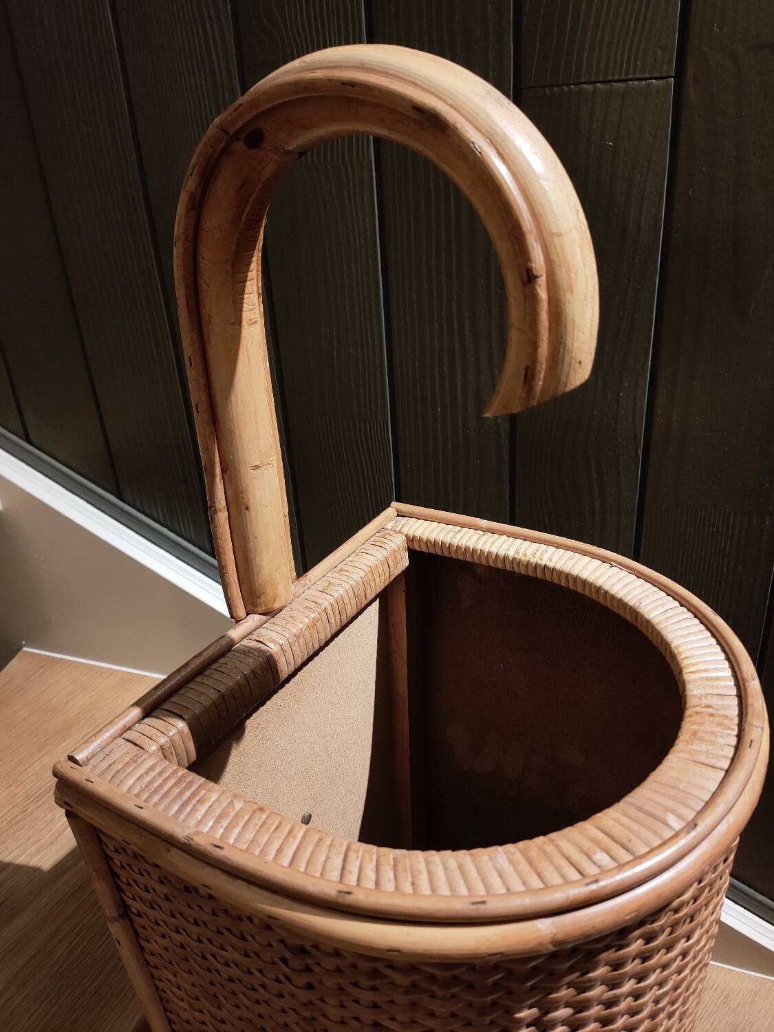 Vintage bamboo and rattan umbrella stand