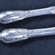 Salad serving set in antique ivory, silver-plated handle.