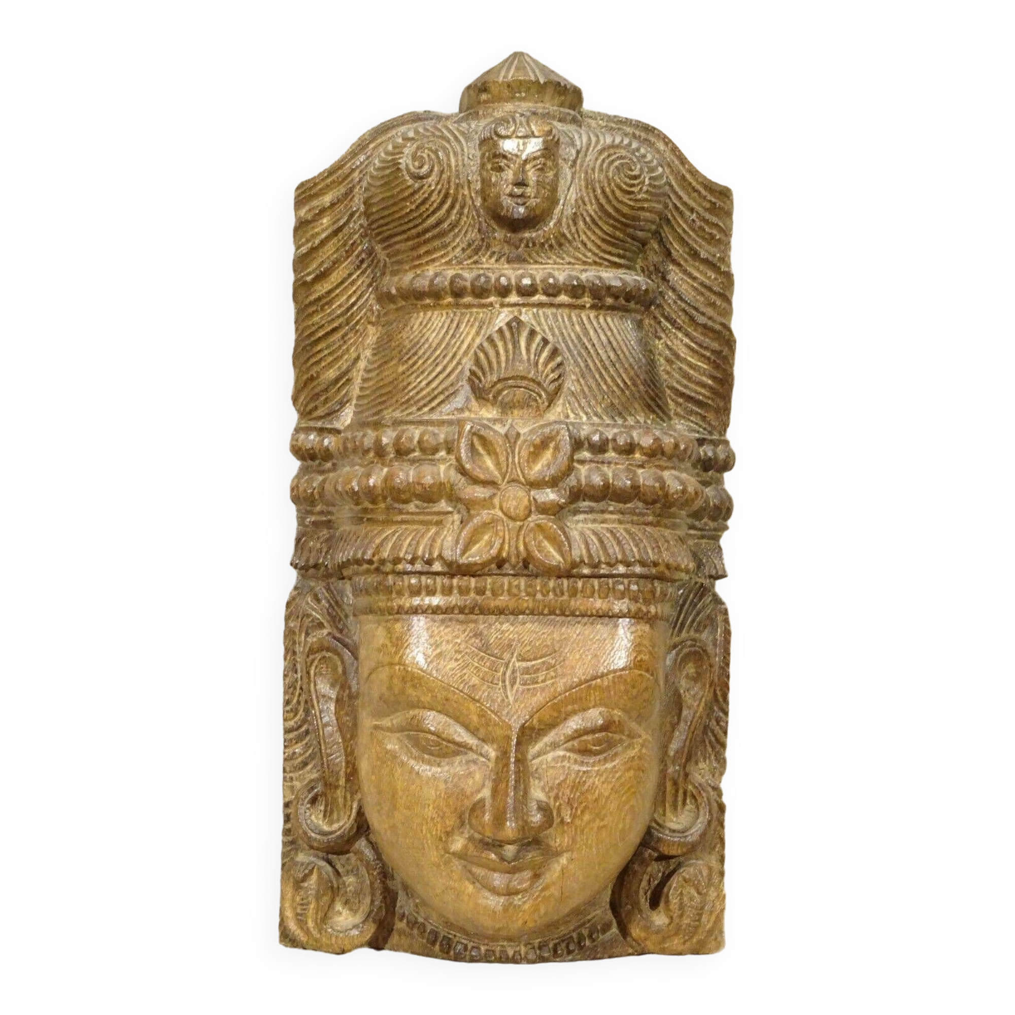 Hindu Shiva mask head wooden sculpture?