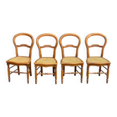 Set of 4 Louis-Philippe medallion chairs in wood with caned seats, 1970s.