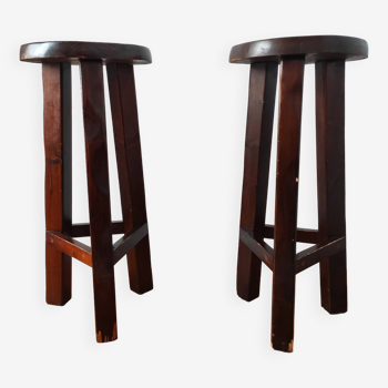 Pair of vintage brutalist bar stools
