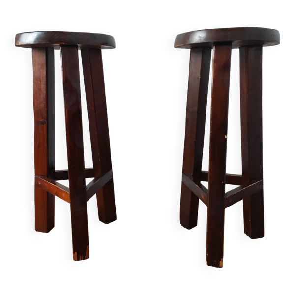 Paire de tabourets de bar brutaliste vintage