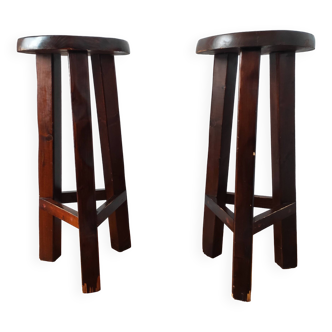 Pair of vintage brutalist bar stools