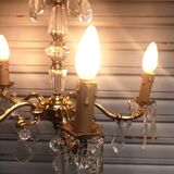 Exceptional bronze chandelier with crystal pendants in working order circa 1910