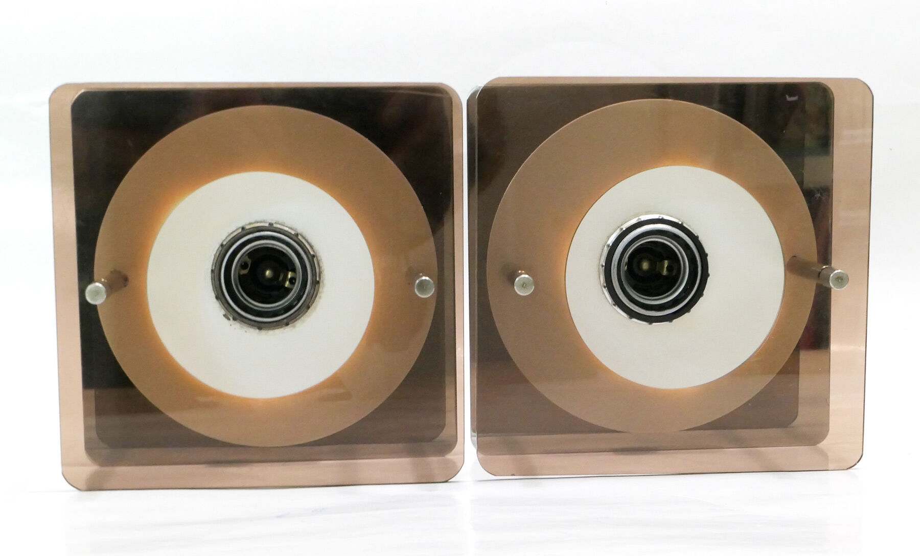 2 wall lamps metal and plexiglass of Jocelyne Trocmé for Oxar 1970