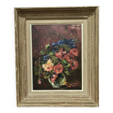 Painting of a still life with roses and flowers by Marcel Abougit