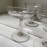 Set of 9 engraved champagne glasses