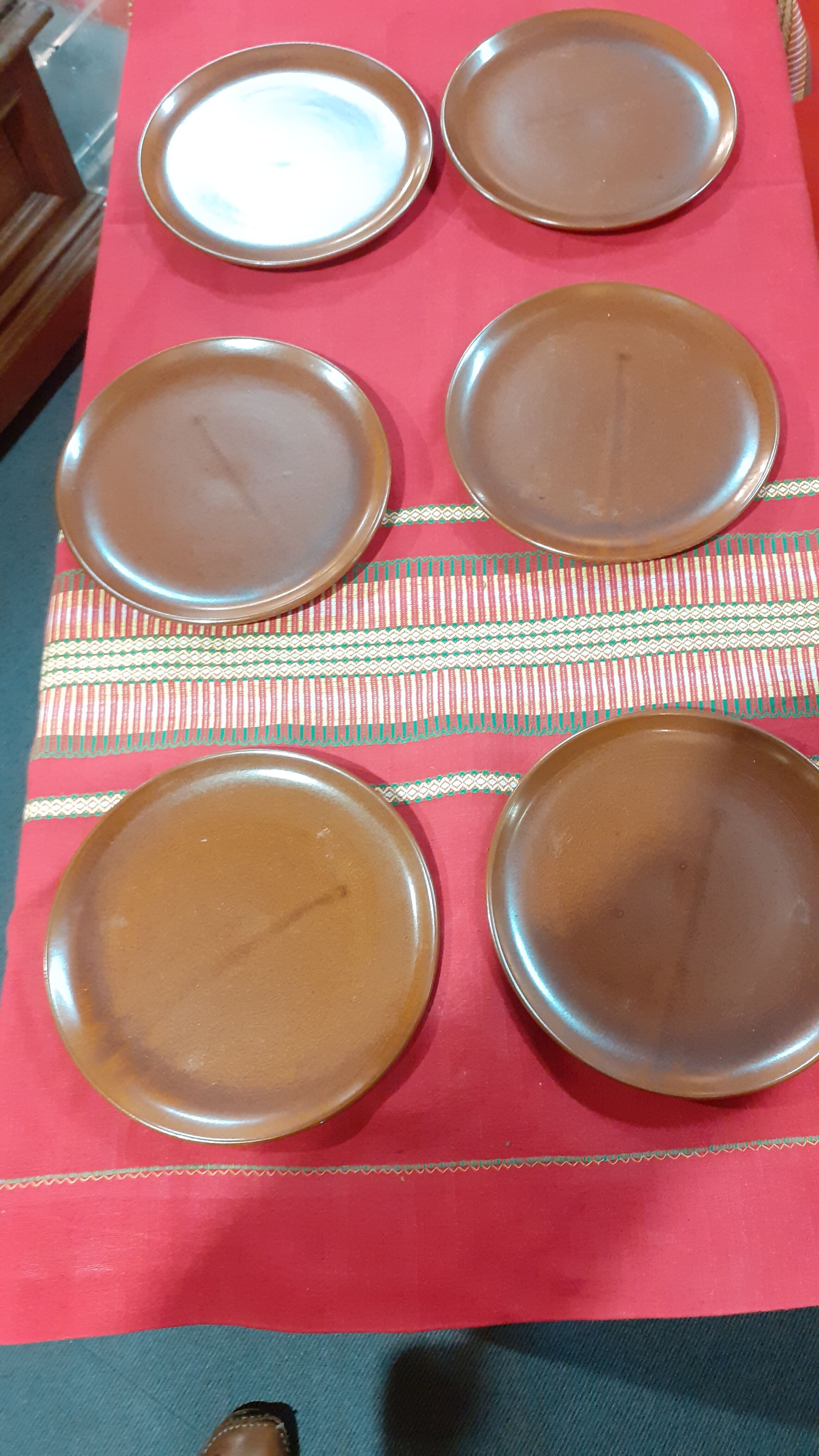 Flat plates set of 6, vallauris felix ceram