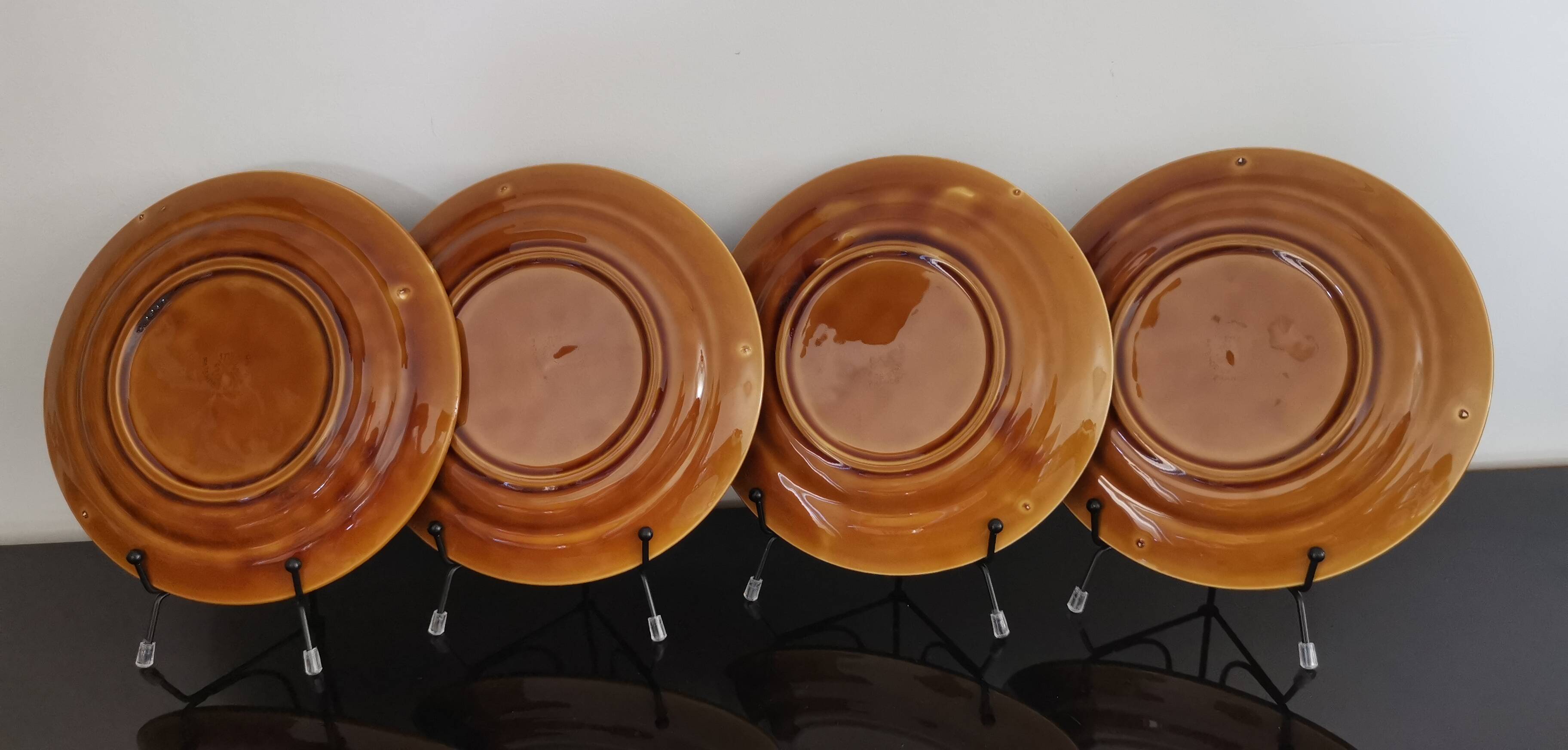 St Amand caramel glazed ceramic dessert plates