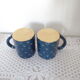 Duo of large mugs gres blue pea white