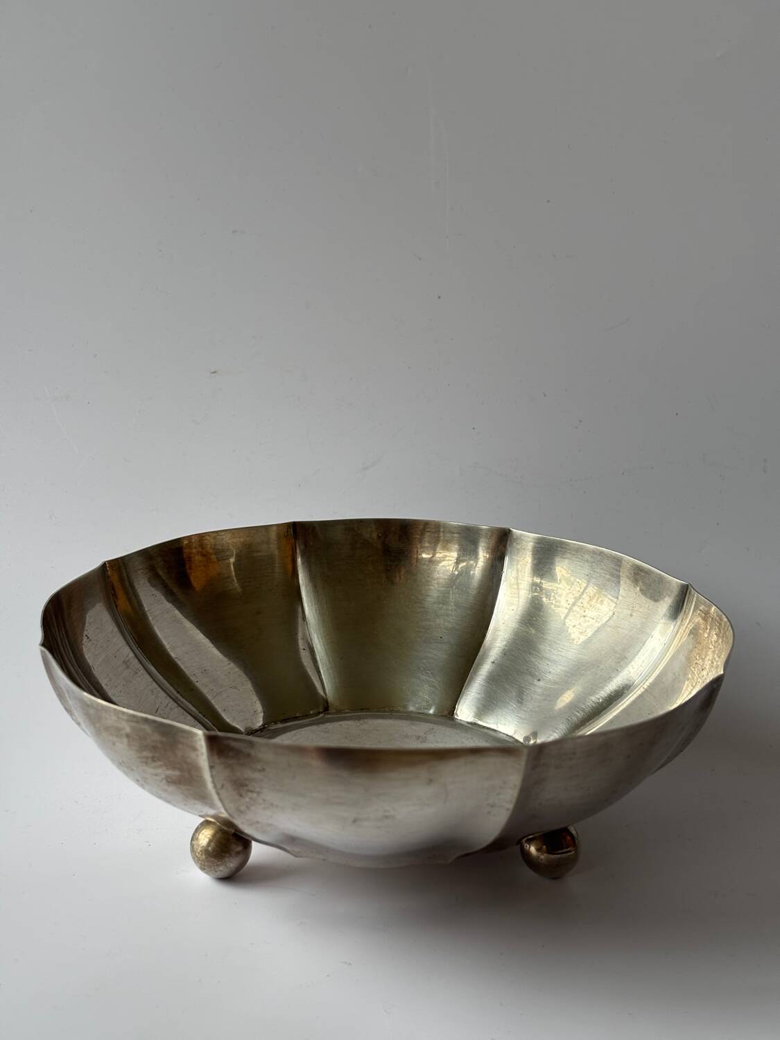 Silver-plated metal bowl