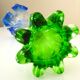 Blown glass vase, Murano, blue and green colors, vintage, 60s/70s