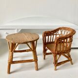 Vintage rattan furniture for doll