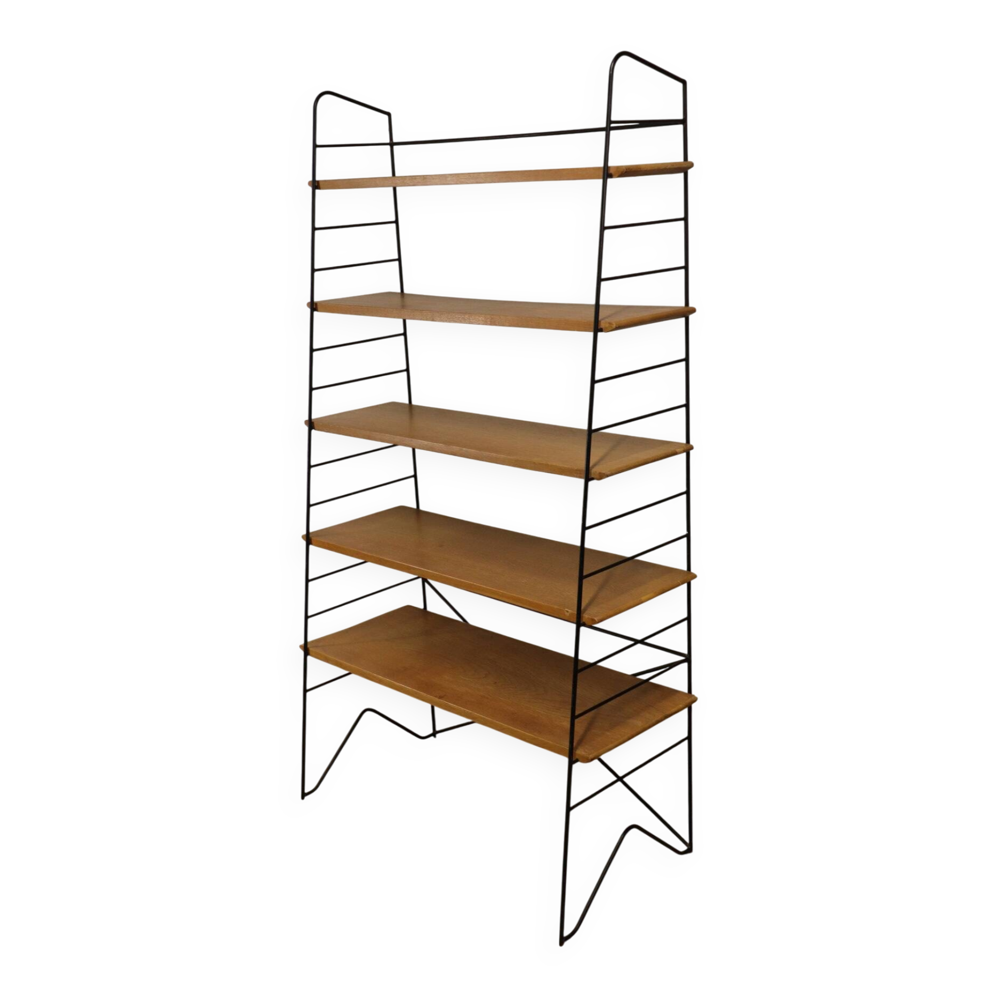 Etagère vintage en métal et chêne, 1960