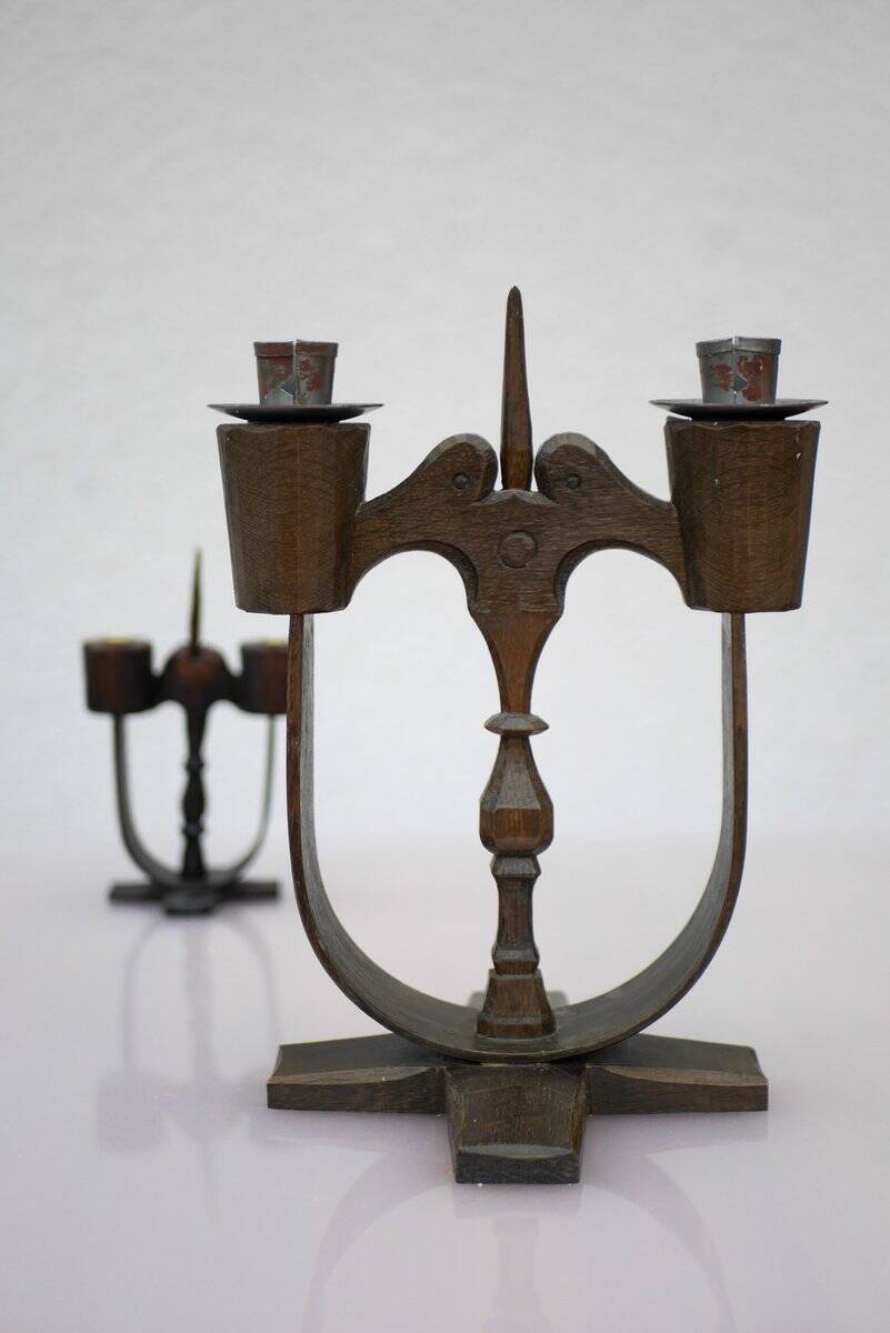 Swedish wooden candleholders from Taserud, 1955, set of 2