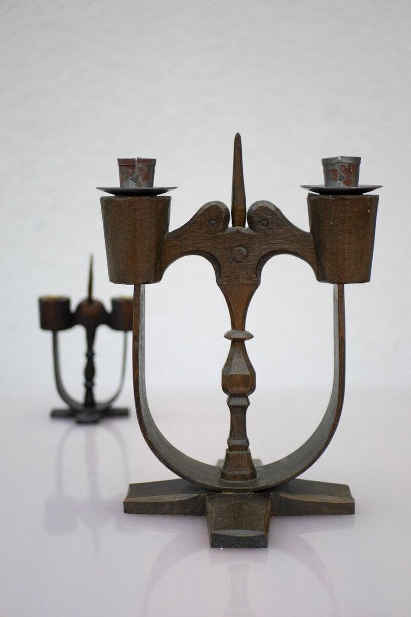 Swedish wooden candleholders from Taserud, 1955, set of 2
