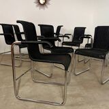 Lot de 8 chaises tubulaires, design d'Axel Bruchhäuser Tecta modèle D20 vintage