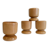 4 vintage turned wooden egg cups