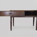Antique farmhouse game table in solid chestnut with 1 drawer, 19th century.