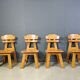 Vintage Dutch brutalist oak dining chairs, 1960s