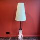 "Balustrade" lamp in terracotta, Ashoka silk shade, pistachio green.