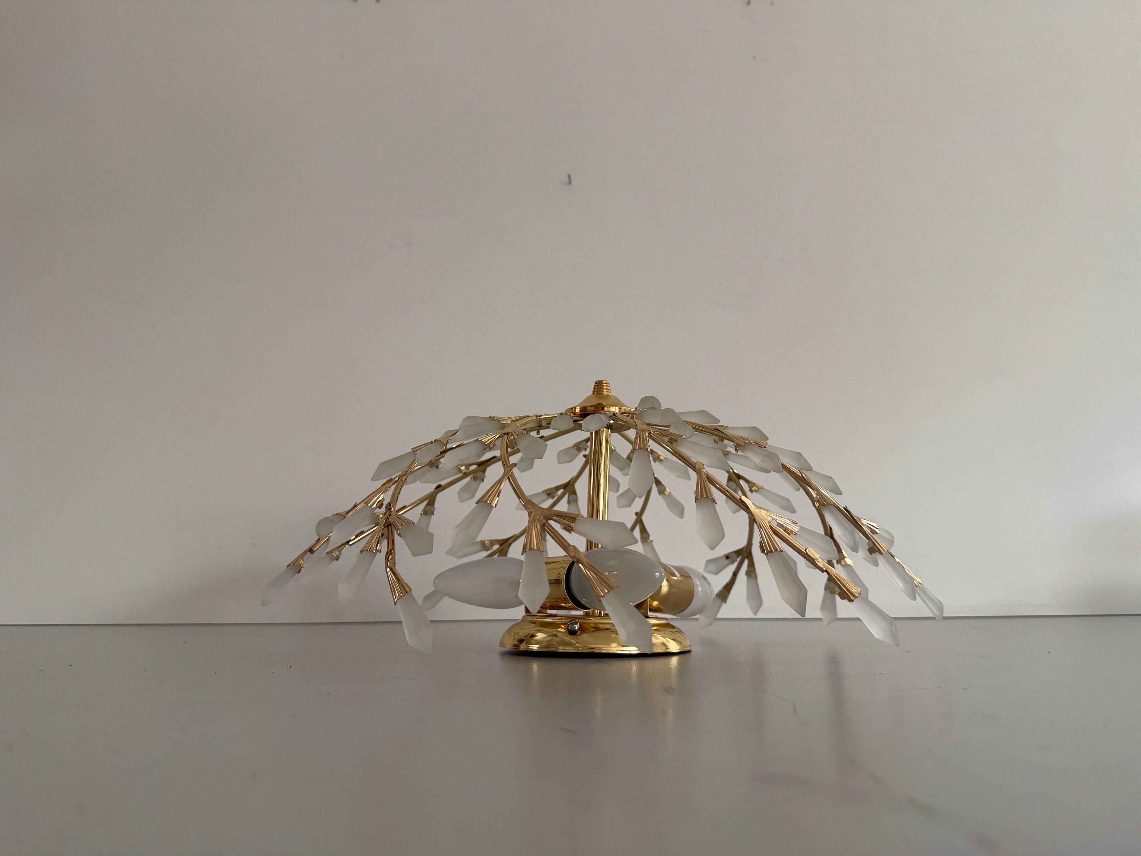 Flush mount Flower Design in crystal glass and gilded metal, 1980s, Germany