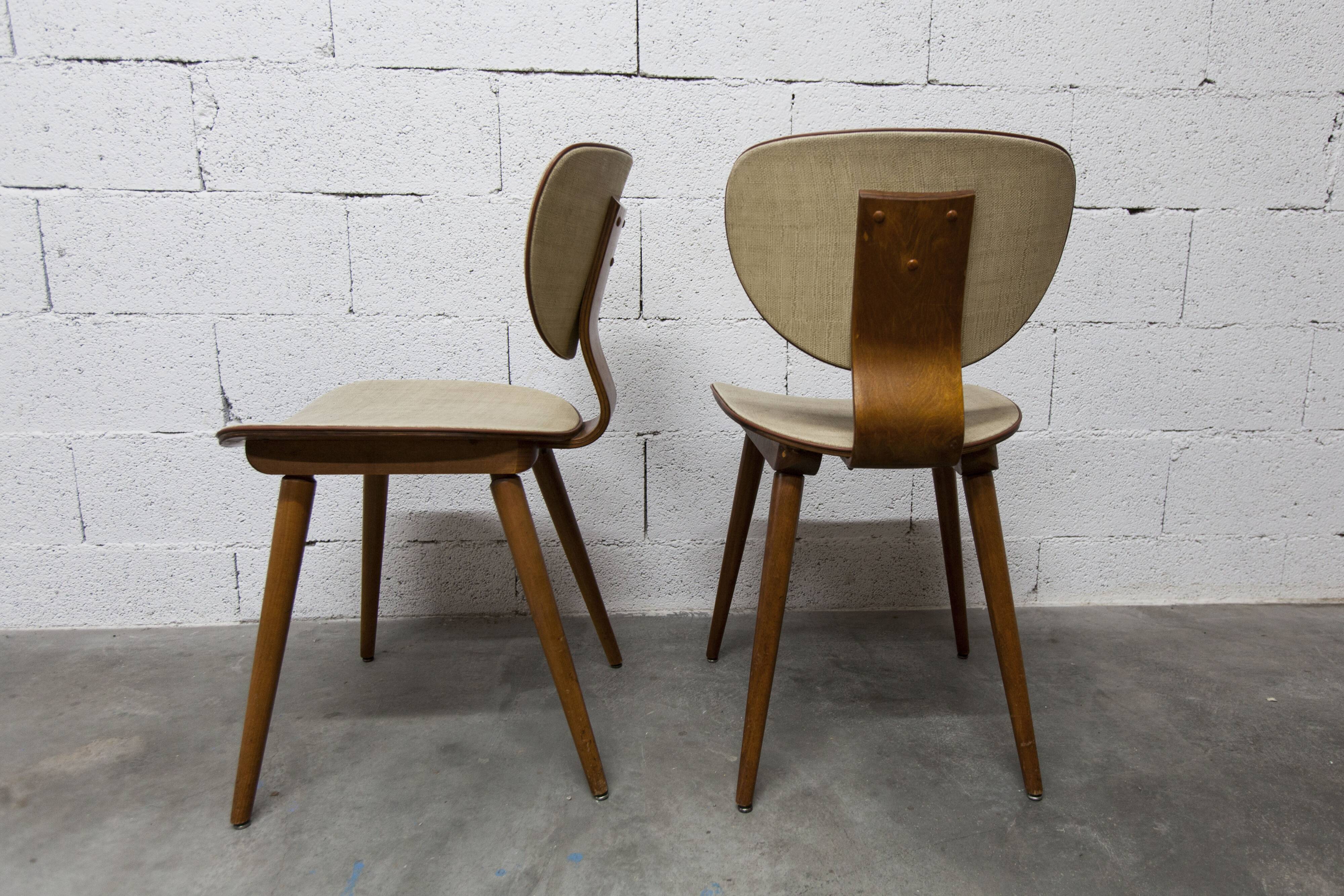 Pair of Baumann chairs No. 831 G1 "design Max Bill" 1960