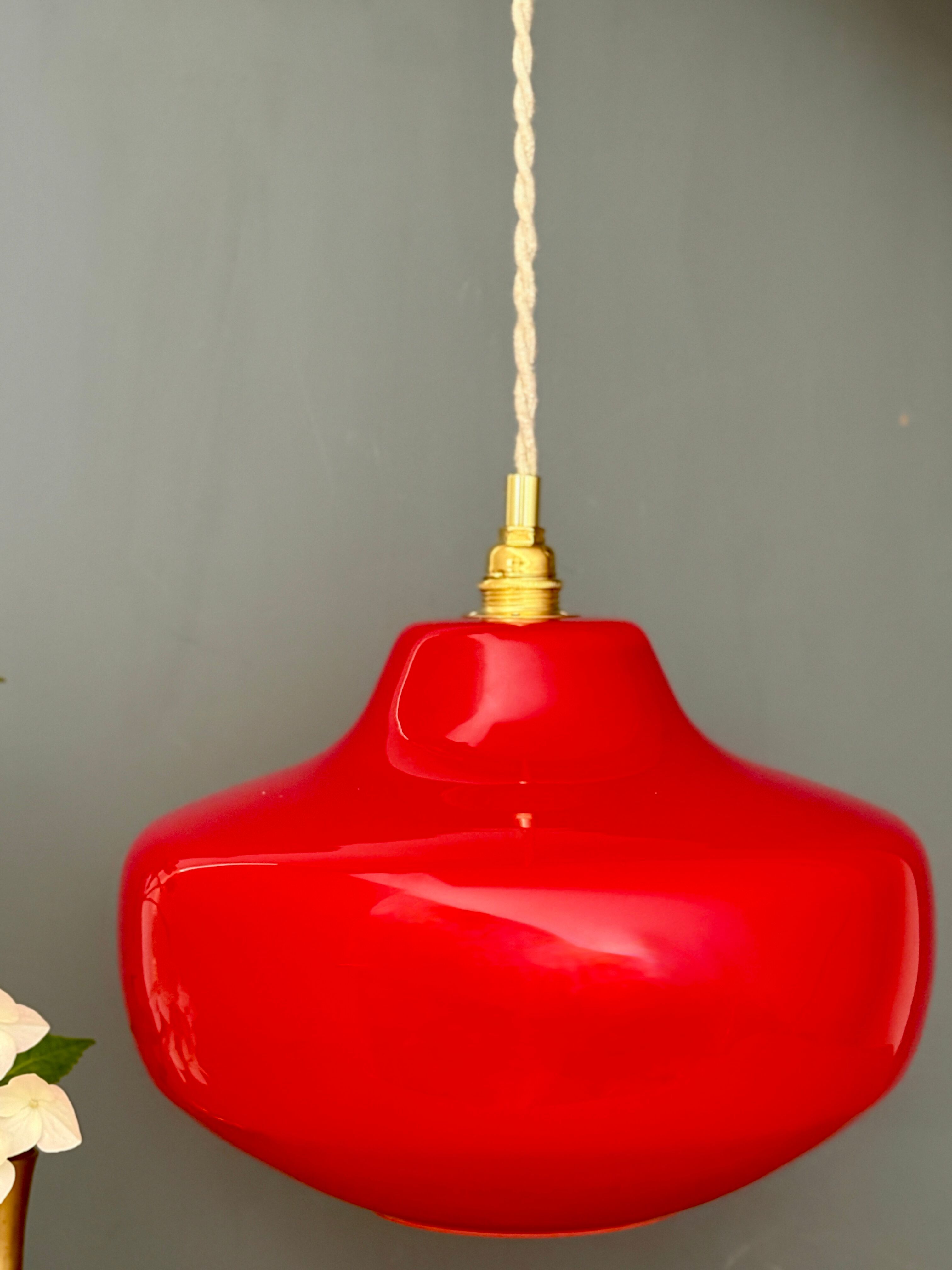 Vintage red opaline suspension globe