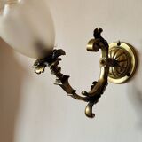 Bronze wall light with opaque glass tulip