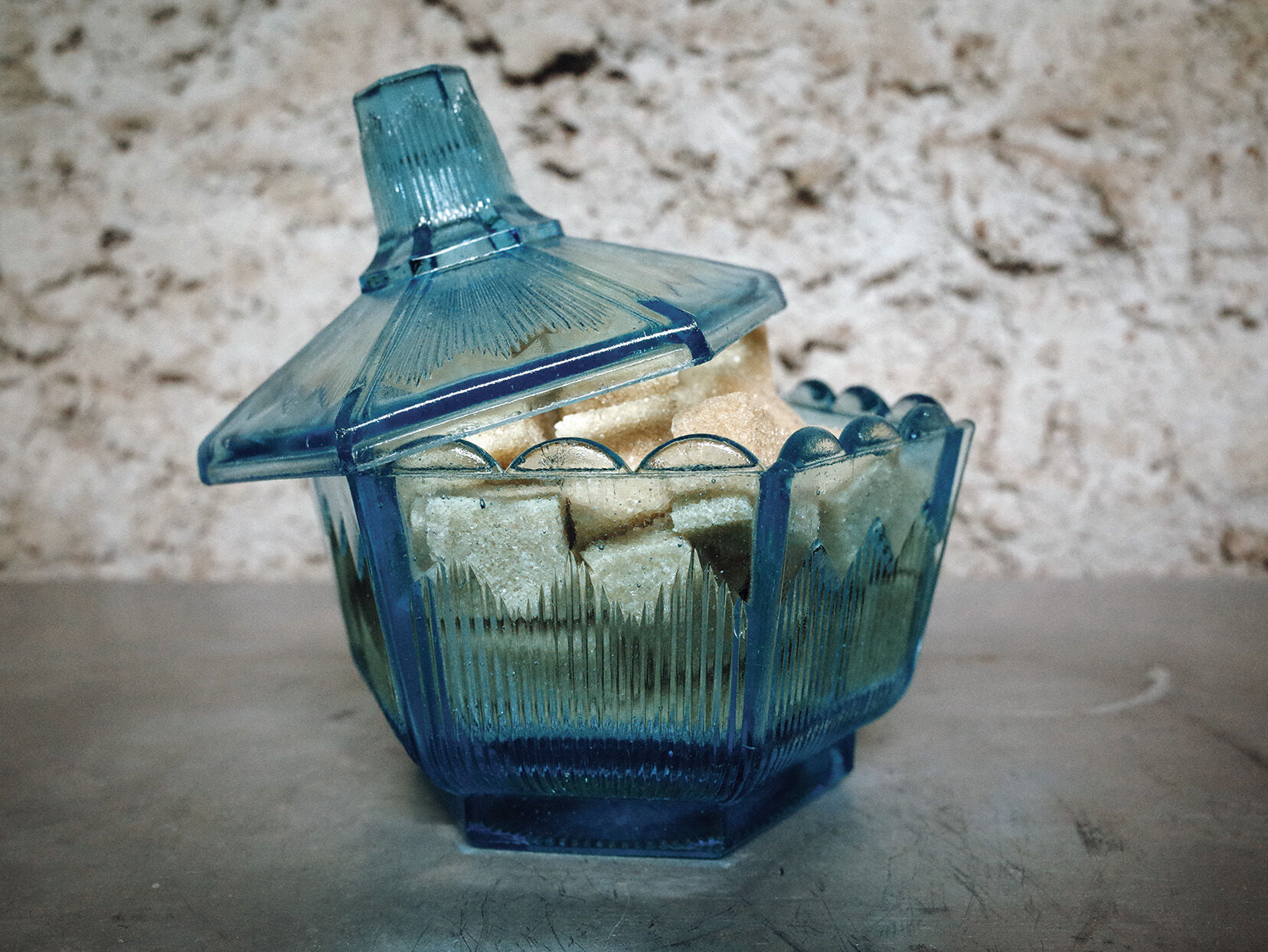 Art Deco blue glass sugar