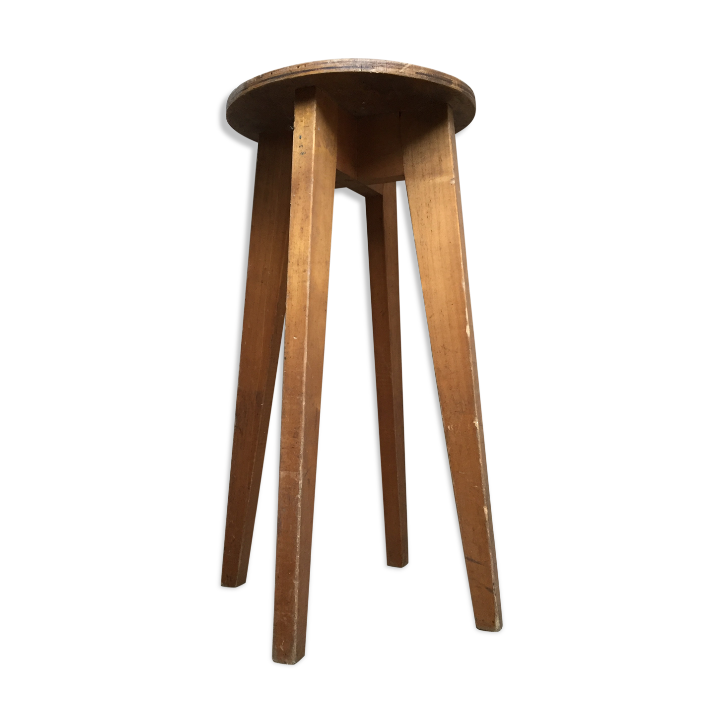 High stool in vintage raw wood
