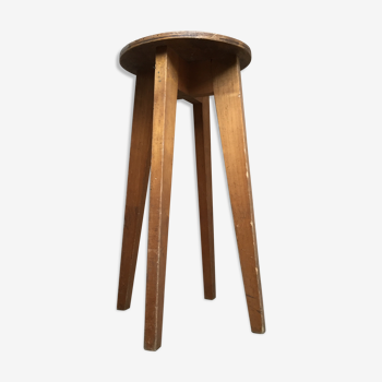 High stool in vintage raw wood