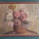 Vintage French oil painting of chrysanthemums