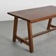 Mahogany dining table and benches, mountain work, France circa 1960
