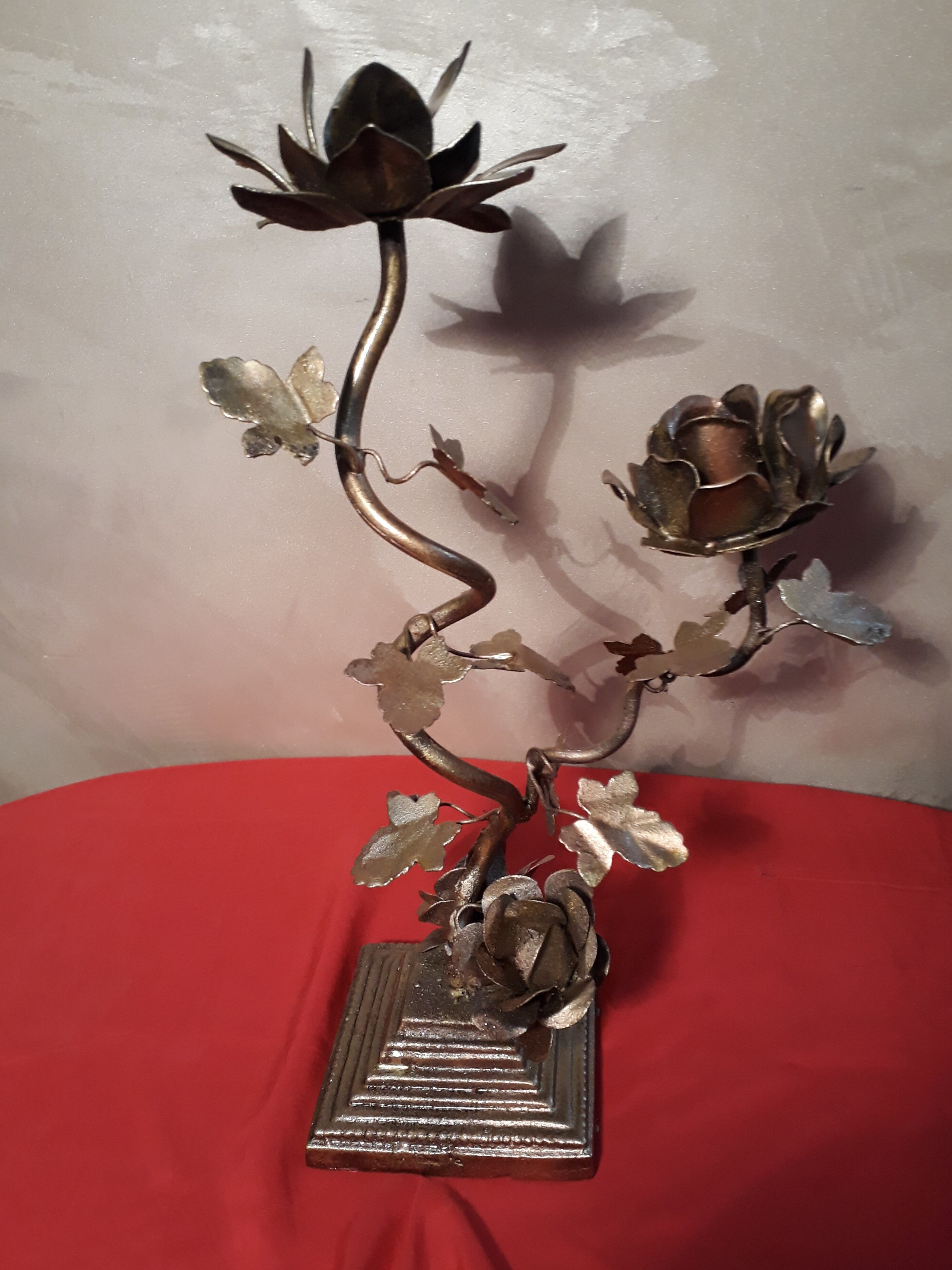 iron chandelier flower pattern and steel cast iron foot 2kg 40x24cm 1970
